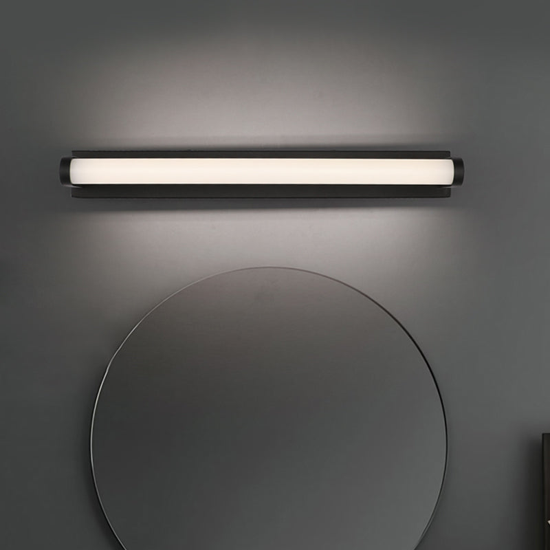 Minimalistic Led Vanity Sconce Bathroom Wall Light - Black Tubular Acrylic Shade (16/20/24 L) / 16