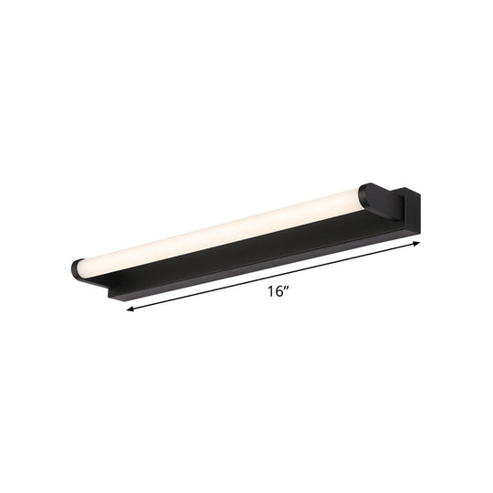 Minimalistic Led Vanity Sconce Bathroom Wall Light - Black Tubular Acrylic Shade (16/20/24 L)