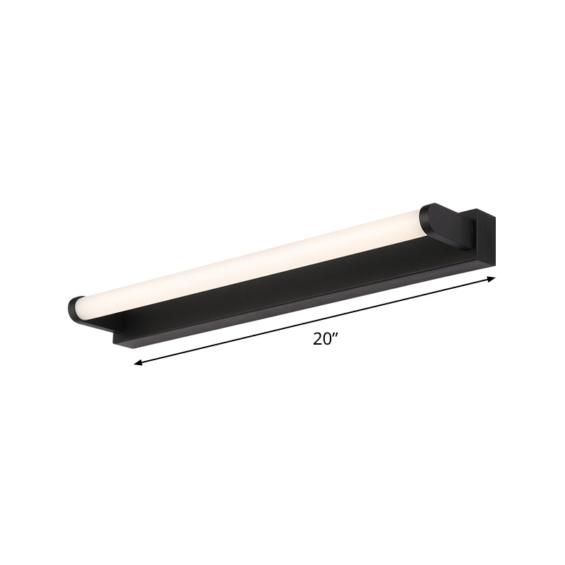 Minimalistic Led Vanity Sconce Bathroom Wall Light - Black Tubular Acrylic Shade (16/20/24 L)