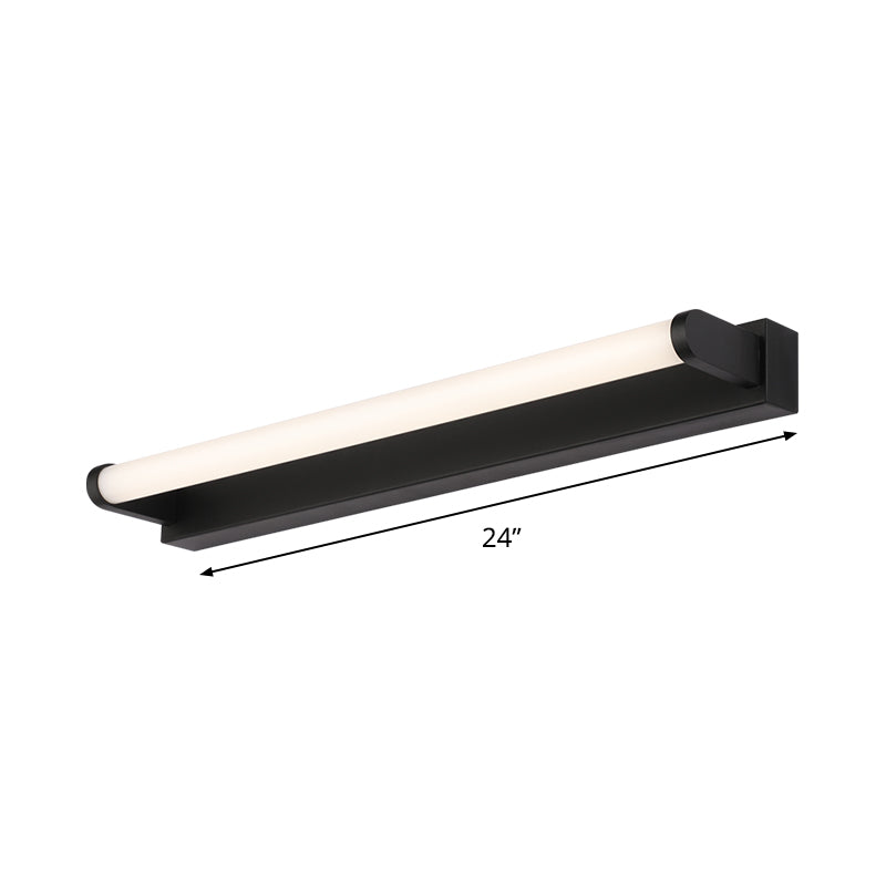 Minimalistic Led Vanity Sconce Bathroom Wall Light - Black Tubular Acrylic Shade (16/20/24 L)