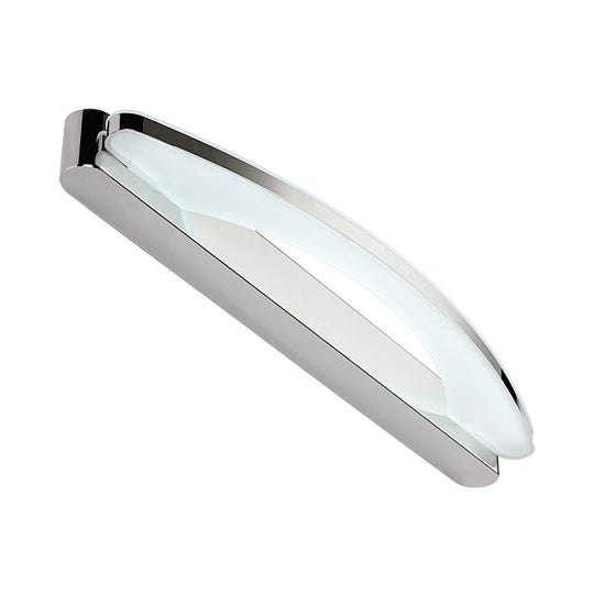 Modern Chrome Arched Vanity Light - 21/27.5 Led Wall Sconce With Acrylic Diffuser