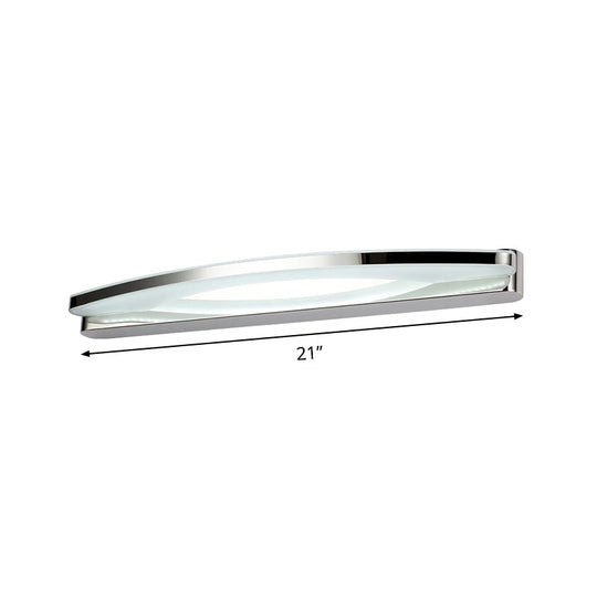 Modern Chrome Arched Vanity Light - 21/27.5 Led Wall Sconce With Acrylic Diffuser