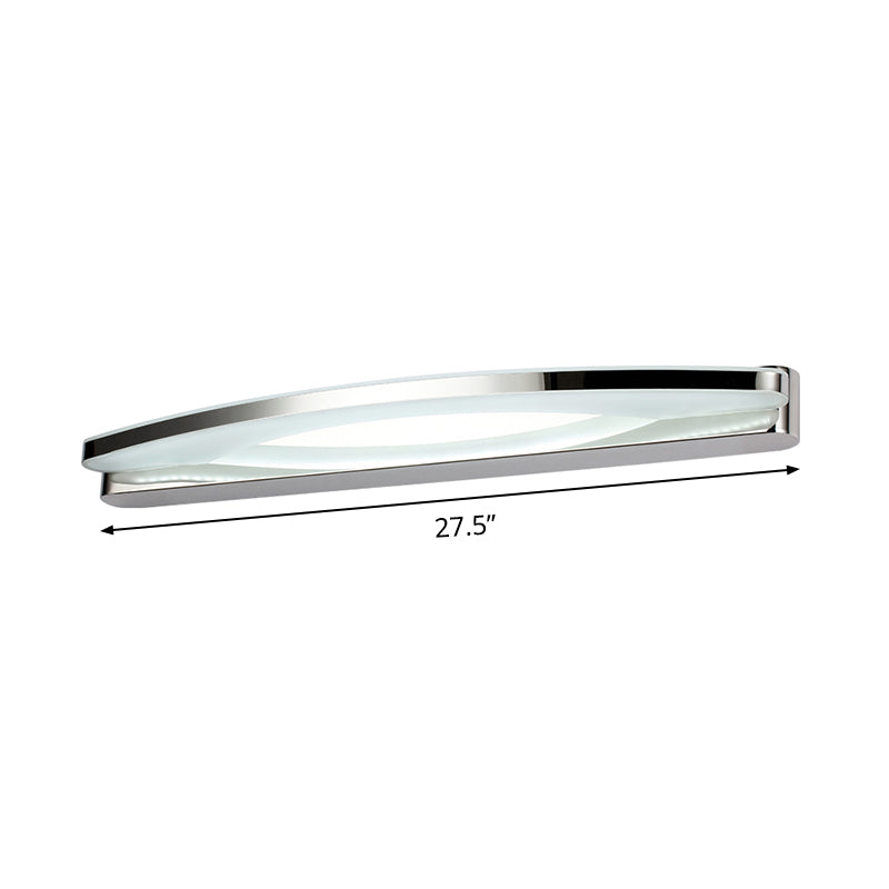 Modern Chrome Arched Vanity Light - 21/27.5 Led Wall Sconce With Acrylic Diffuser