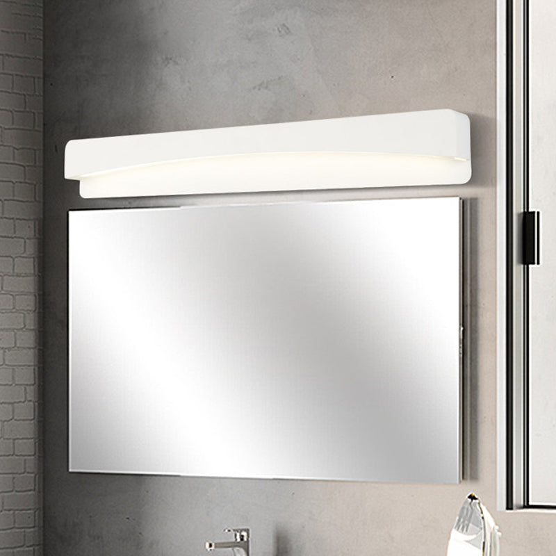 Led Bath Vanity Light With Modern Metal Shade - White Surface Wall Sconce In Three Sizes