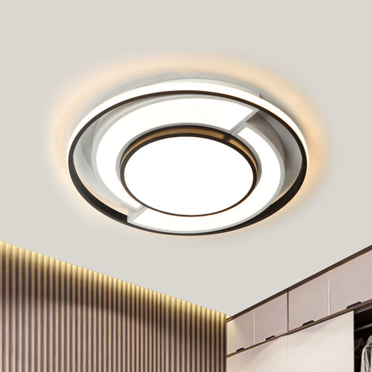 Sleek Spliced Round Thin Ceiling Lamp: Acrylic 16.5/20.5 Inches Wide Led Flush Mount Light In