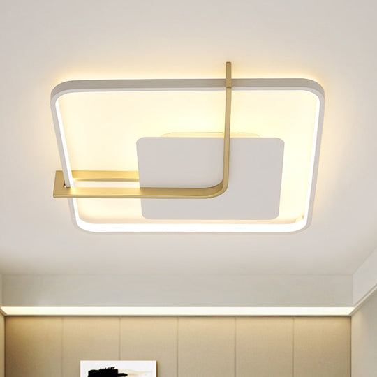 Sleek Square Thin Ceiling Flushmount Lamp - Minimalistic Acrylic Black/White-Gold Flush Light