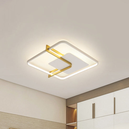 Sleek Square Thin Ceiling Flushmount Lamp - Minimalistic Acrylic Black/White-Gold Flush Light