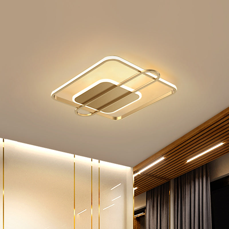 Slim Ceiling Light Fixture: Square And Oblong Simplicity Aluminum Led Flush Mount In