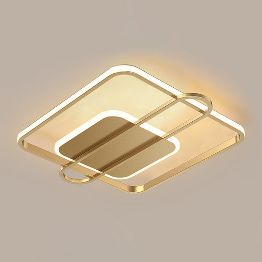 Slim Ceiling Light Fixture: Square And Oblong Simplicity Aluminum Led Flush Mount In