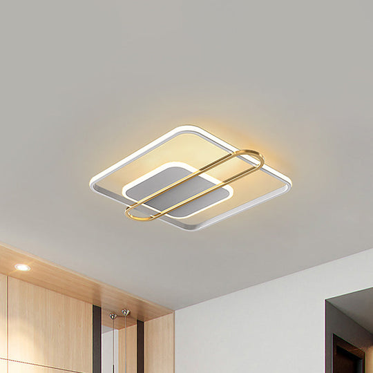 Slim Ceiling Light Fixture: Square And Oblong Simplicity Aluminum Led Flush Mount In