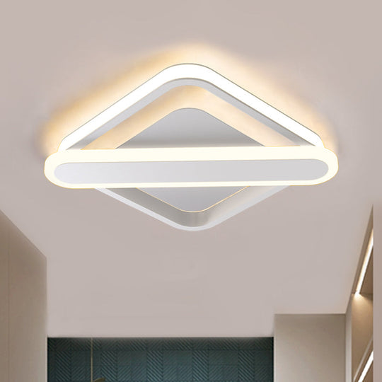 Modern Iron Rhombus-Oblong LED Foyer Ceiling Light in Black/Gold/White