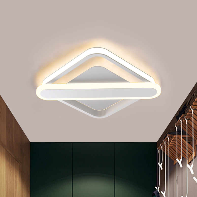 Modern Iron Rhombus-Oblong LED Foyer Ceiling Light in Black/Gold/White