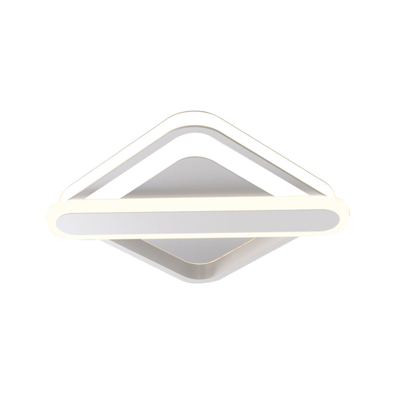 Modern Iron Rhombus-Oblong LED Foyer Ceiling Light in Black/Gold/White