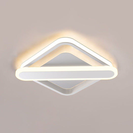 Modern Iron Rhombus-Oblong LED Foyer Ceiling Light in Black/Gold/White