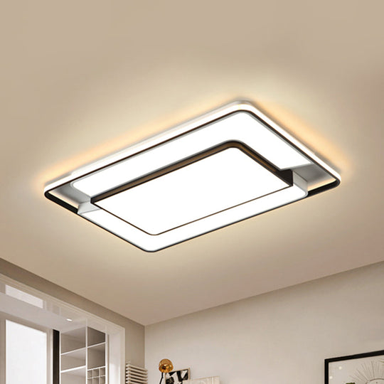 Modern Black And White Led Ceiling Lamp - Sleek Rectangular Design For Living Room Black-White