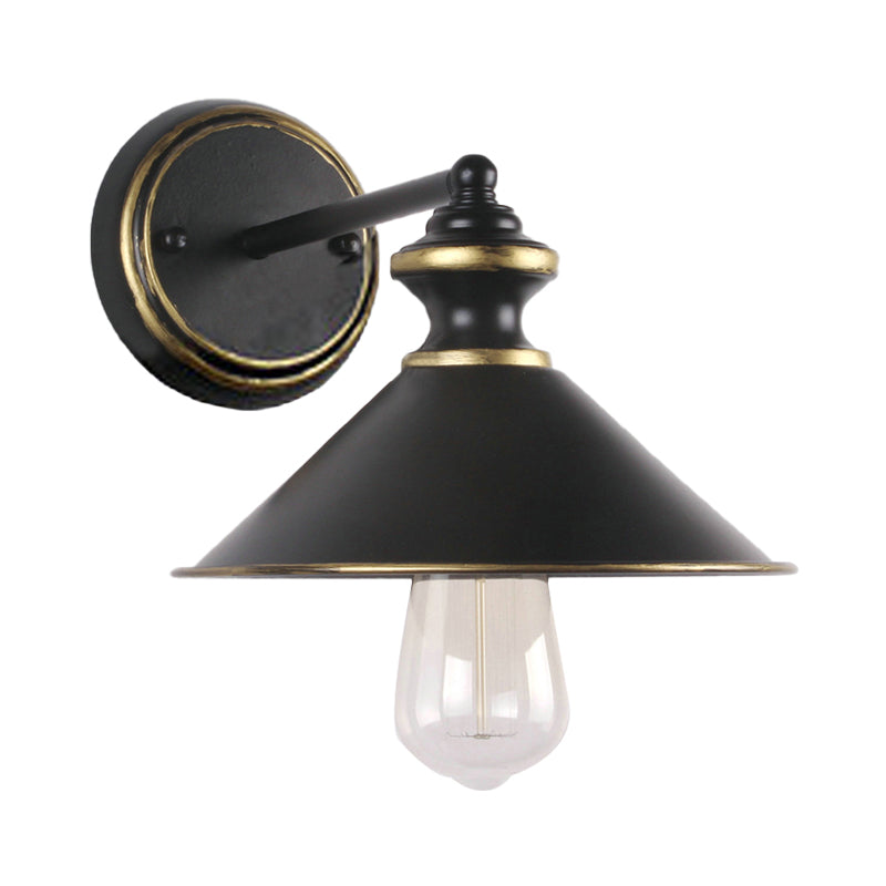 Black Metallic Wall Lamp: Industrial Style Sconce Lighting For Dining Room