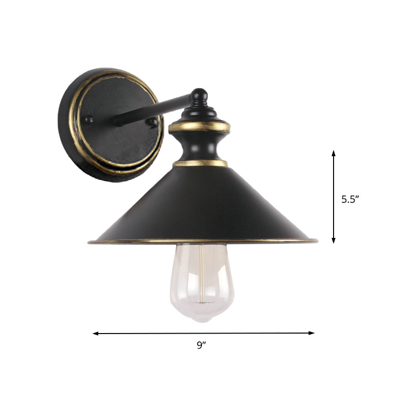 Black Metallic Wall Lamp: Industrial Style Sconce Lighting For Dining Room