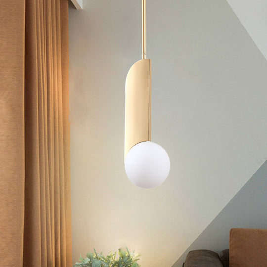 Golden Ivory Glass Pendant Light With Colonial Spherical Design - Ideal For Living Rooms