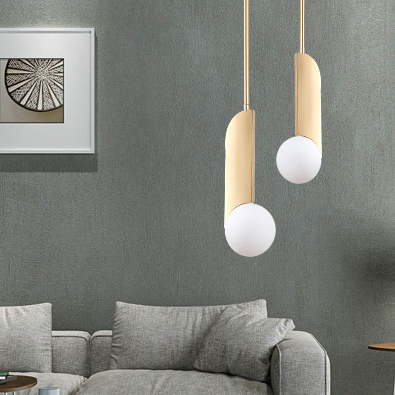 Golden Ivory Glass Pendant Light With Colonial Spherical Design - Ideal For Living Rooms