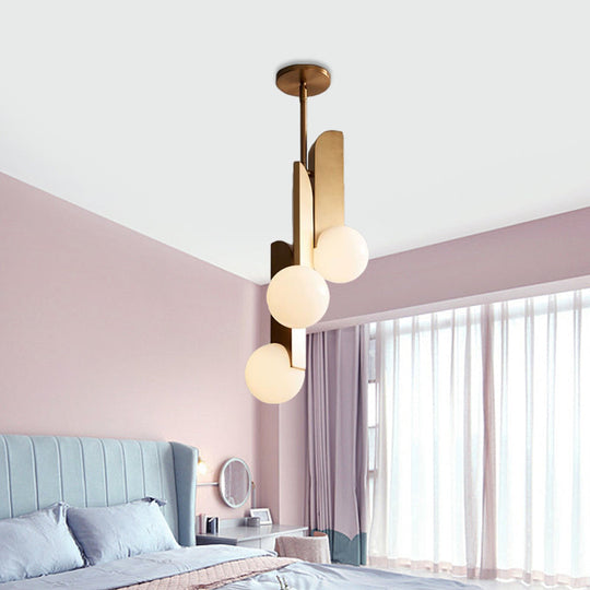 Karen's Gold Opal Glass Pendant Light for elegant bedroom ambiance