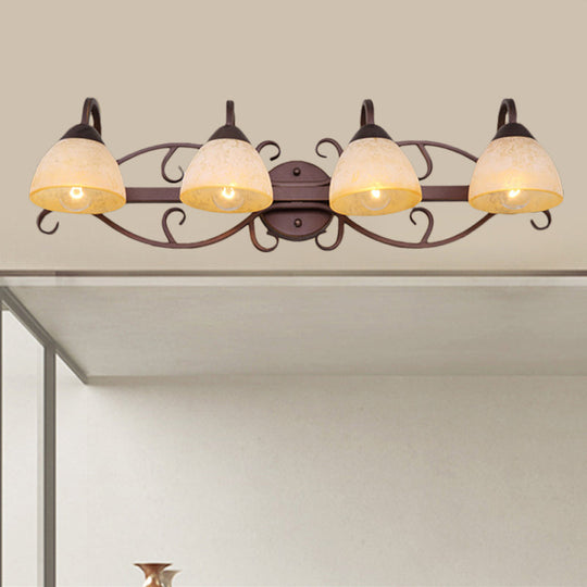 Antique Beige Glass Vanity Wall Light With Swooping Arm And Multiple Bulbs For Bathroom Sconce 4 /