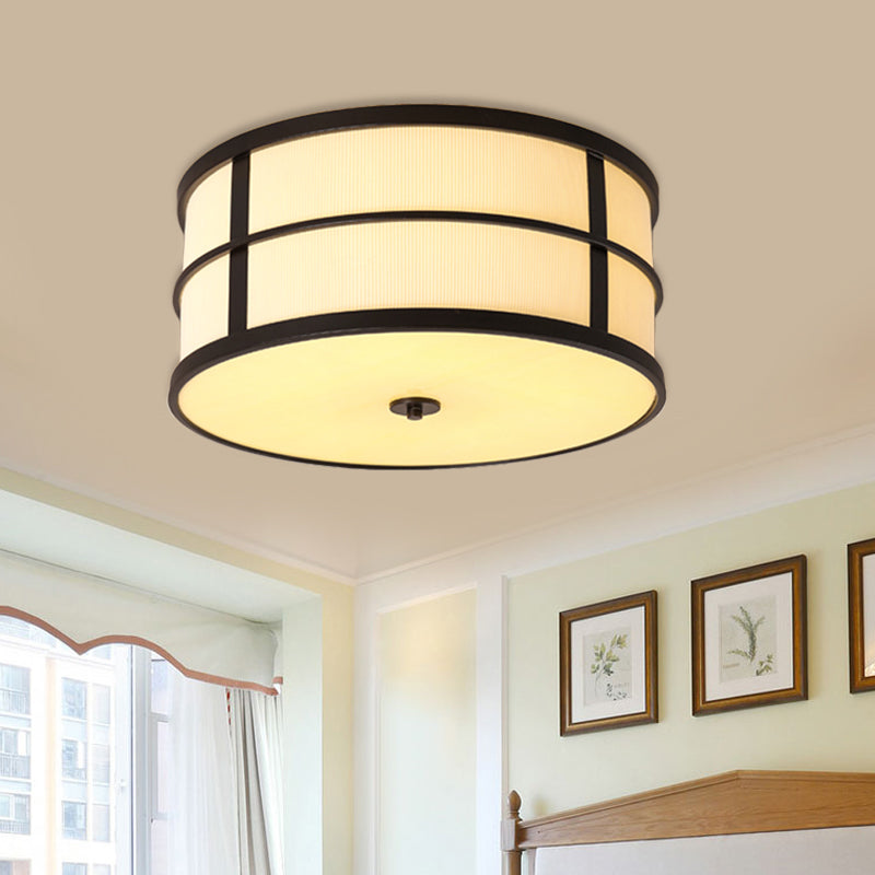 Traditional Black Drum Ceiling Light with 5 Bulbs and Flush Mount Design