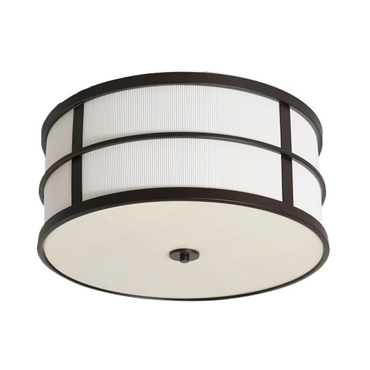 Traditional Black Drum Ceiling Light with 5 Bulbs and Flush Mount Design