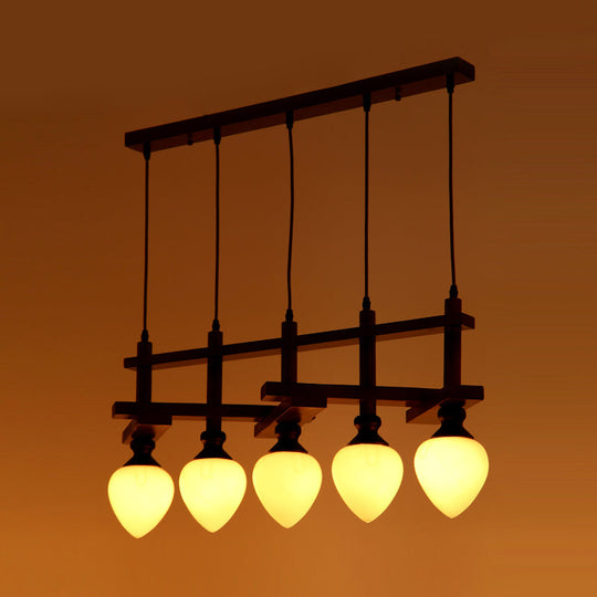 Retro Opal Glass Cluster Pendant Light With Brown Pear Suspension Lamp