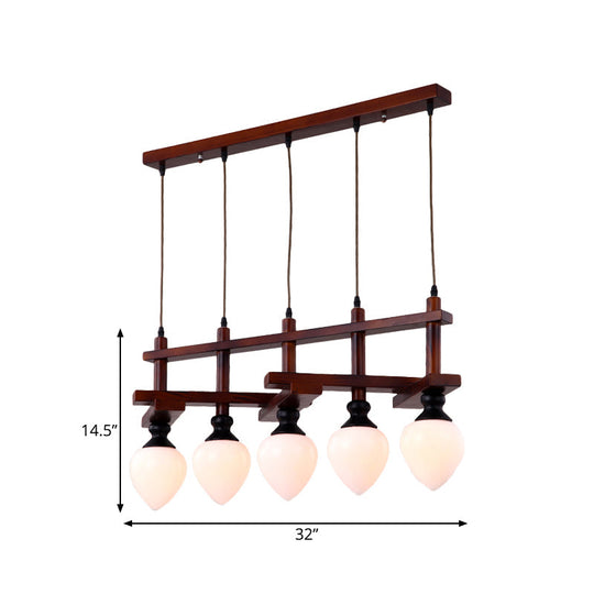 Retro Opal Glass Cluster Pendant Light With Brown Pear Suspension Lamp