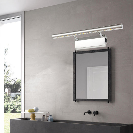 Modern Style Cylinder Vanity Wall Sconce Metallic 10/16 W Led Bathroom Mounted Lamp In Chrome