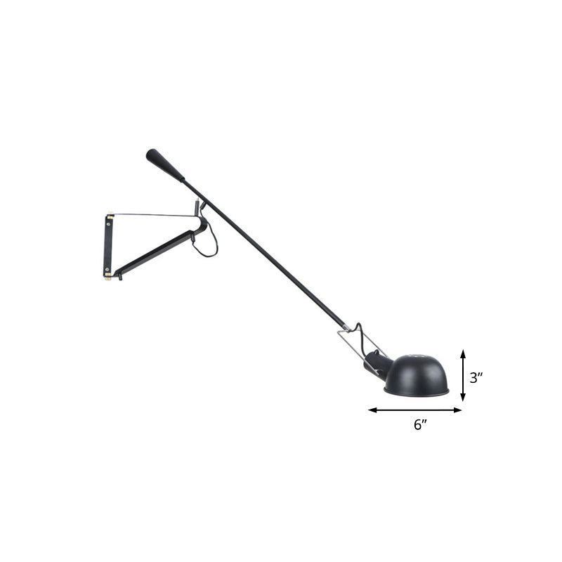 Industrial Black Metal Wall Light With Stylish Bowl Shade - Indoor Mount Fixture