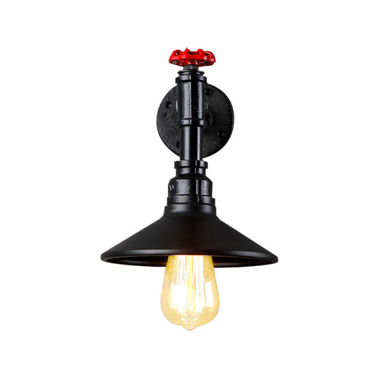 Vintage Industrial Black Conic Shade Wall Mount Light With Plumbing Pipe - Dining Room Lighting