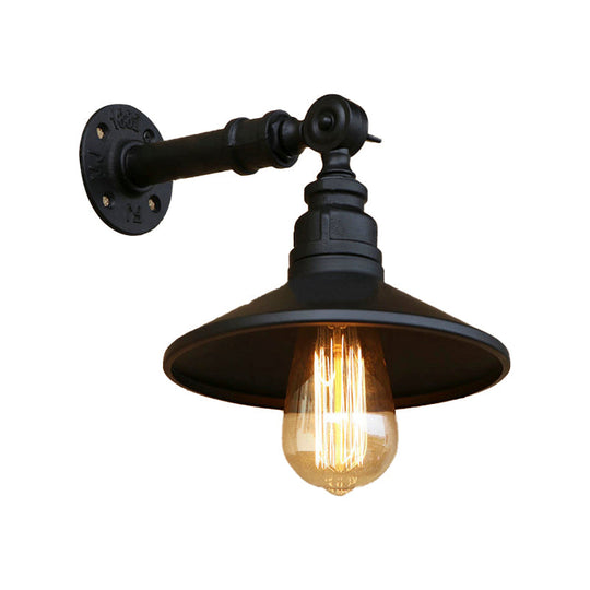 Industrial Style Black And Aged Silver Cone Wall Lamp Adjustable Sconce Light For Dining Room With