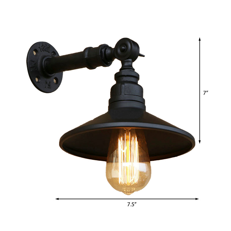 Industrial Style Black And Aged Silver Cone Wall Lamp Adjustable Sconce Light For Dining Room With