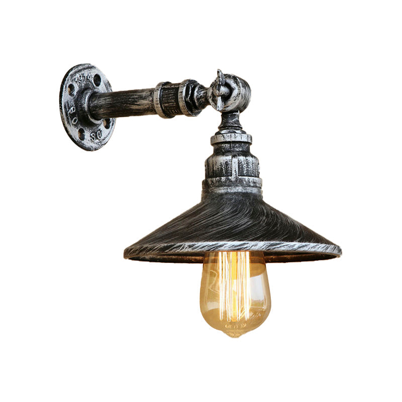 Industrial Style Black And Aged Silver Cone Wall Lamp Adjustable Sconce Light For Dining Room With