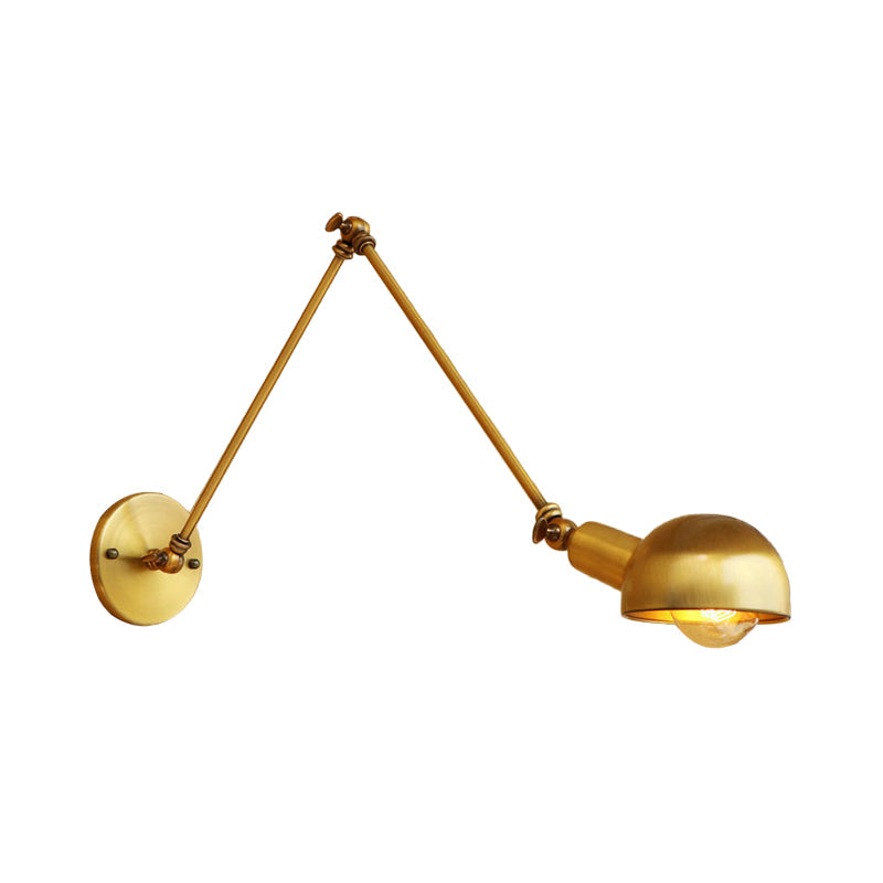 Retro Style Bowl Shade Iron Wall Lamp With Adjustable Brass Lighting - Perfect For Study Room