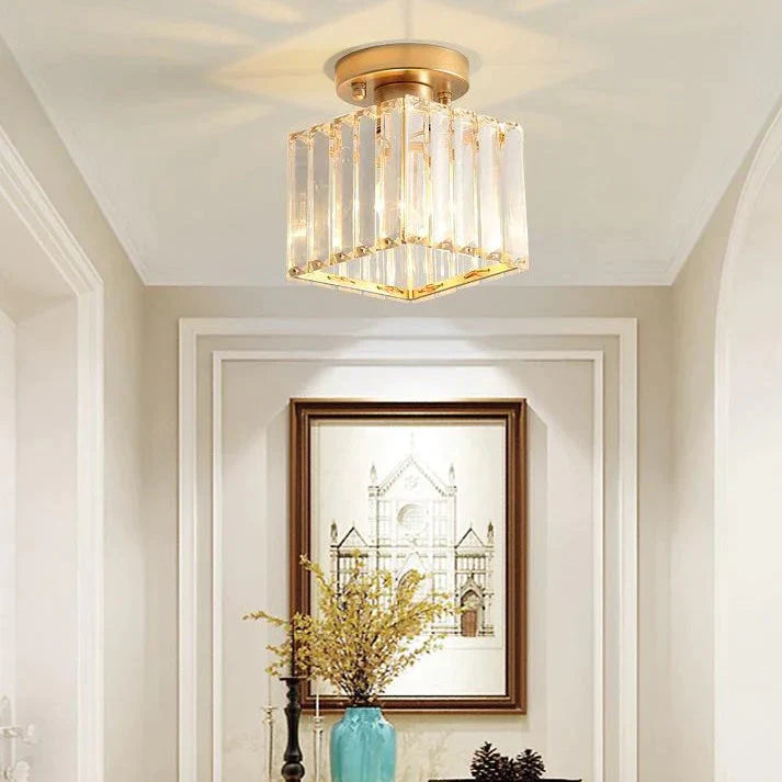 Creative Simple Modern Square Crystal Corridor Porch Ceiling Lamp