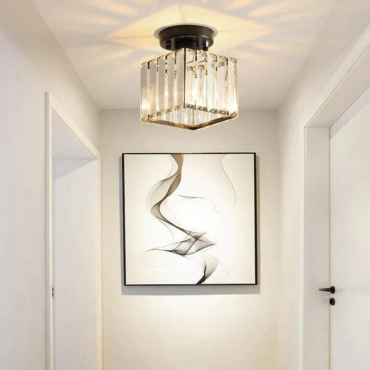 Creative Simple Modern Square Crystal Corridor Porch Ceiling Lamp