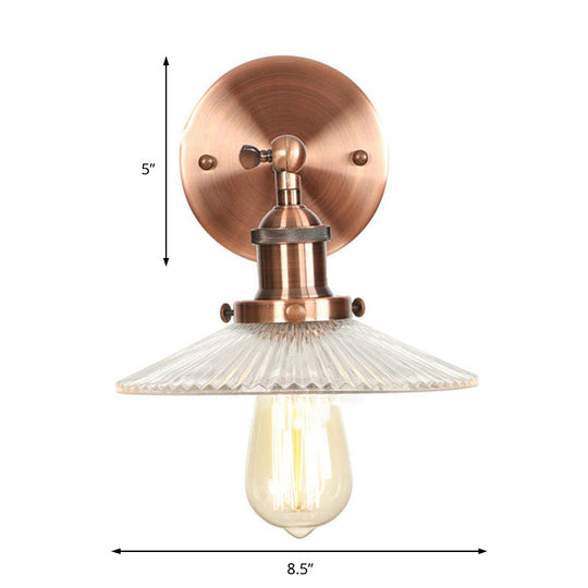 Prismatic Glass Copper Sconce Light: Industrial Wall Lamp Fixture