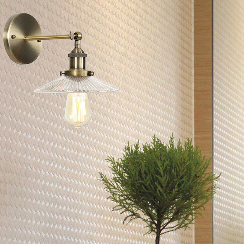 Industrial Wall Sconce With Clear Prismatic Glass Shade - Perfect For Dining Rooms