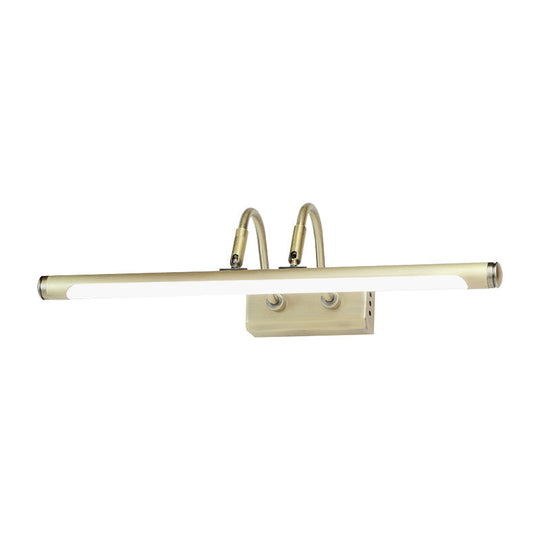 Modern Metal Led Vanity Light - Tubed Wall Fixture Adjustable 16.5/20.5 W Gold Finish Arced Arm