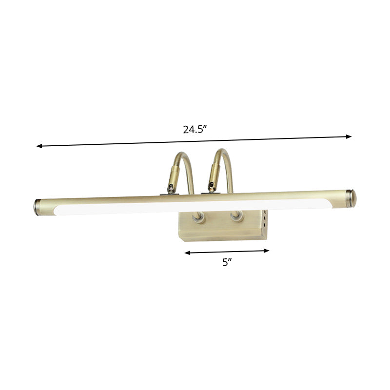 Modern Metal Led Vanity Light - Tubed Wall Fixture Adjustable 16.5/20.5 W Gold Finish Arced Arm