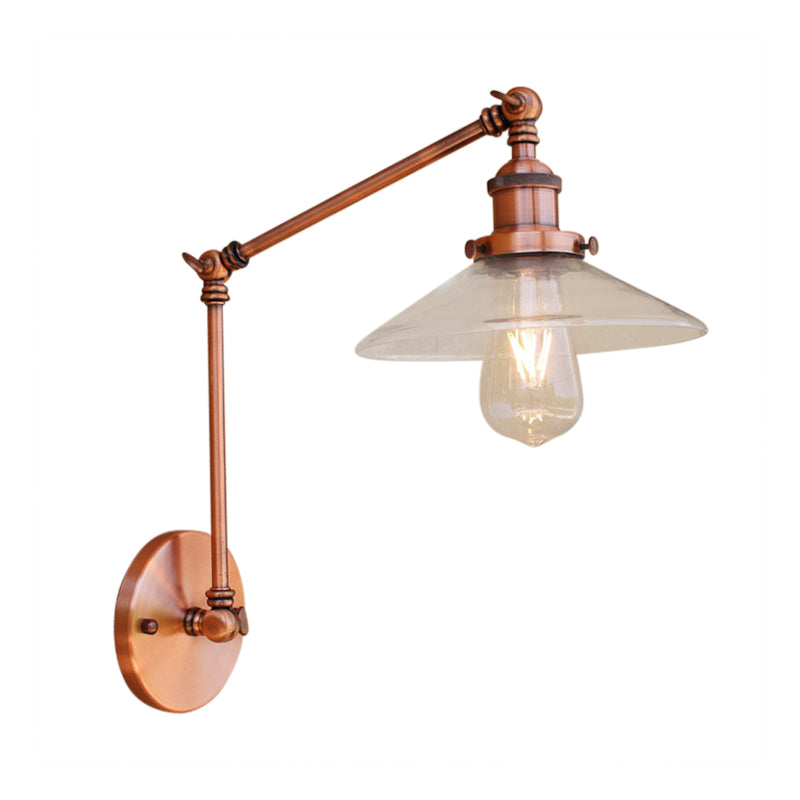 Copper Clear Glass Sconce Light For Rustic Coffee Shop Wall