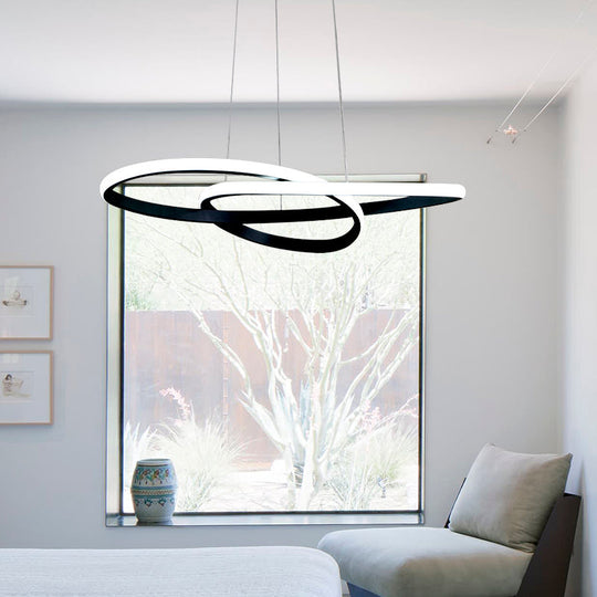 Modern Acrylic Black Twisted Chandelier Pendant With Warm/White Light / Warm