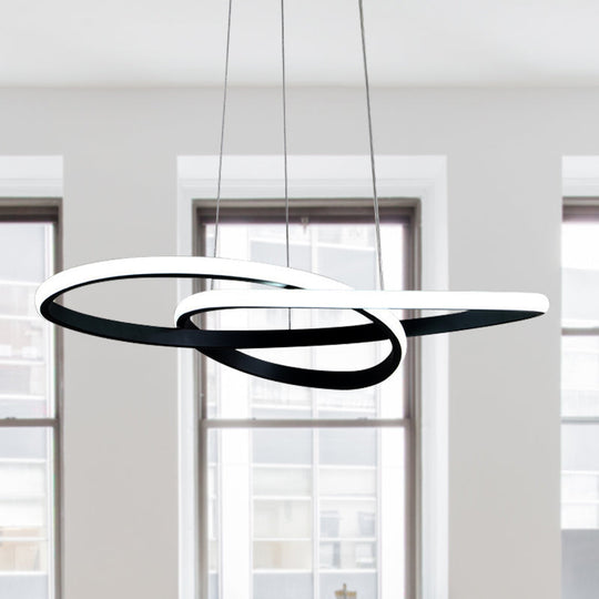 Modern Acrylic Black Twisted Chandelier Pendant With Warm/White Light