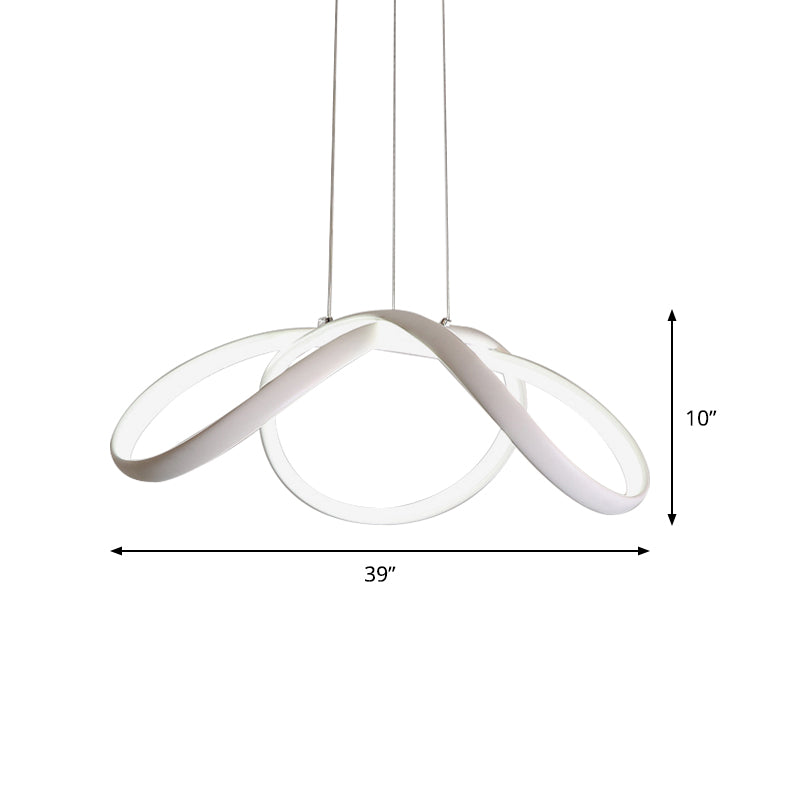 Led Single Light Chandelier: Stylish Bedroom Pendant With Twisted Acrylic Shade In Warm/White