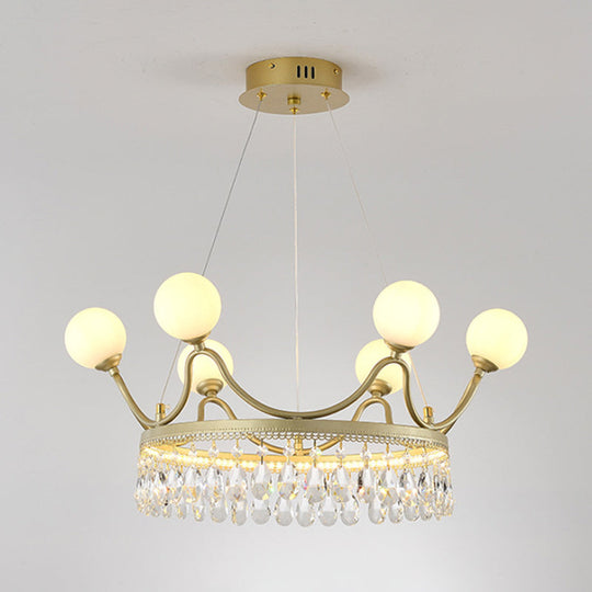 Contemporary Gold Crown Crystal Chandelier - 6/8-Light Suspended Lighting Fixture