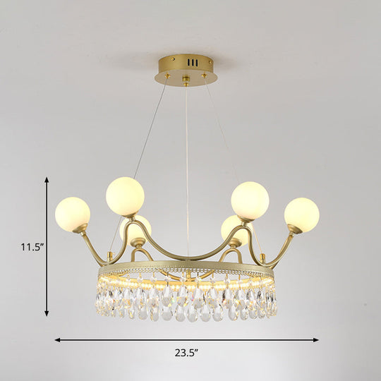 Contemporary Gold Crown Crystal Chandelier - 6/8-Light Suspended Lighting Fixture