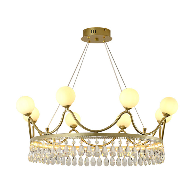 Contemporary Gold Crown Crystal Chandelier - 6/8-Light Suspended Lighting Fixture