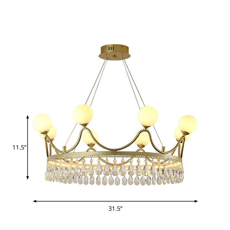 Contemporary Gold Crown Crystal Chandelier - 6/8-Light Suspended Lighting Fixture